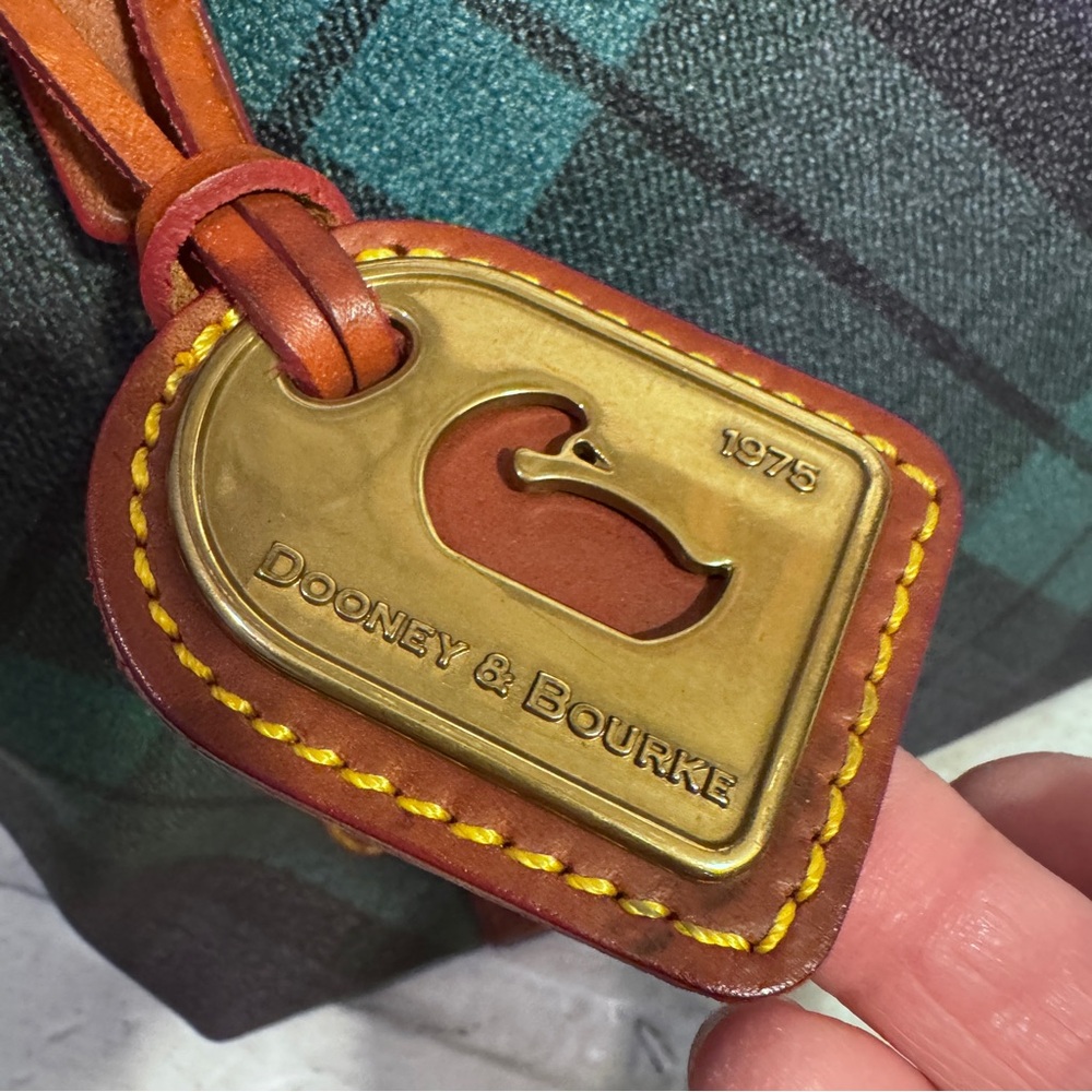 DOONEY & BOURKE Green Multicolor Plaid Leather Handbag /Shoulder Bag - Picture 8 of 15